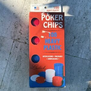 Red, Blue, and White Poker Chips Set